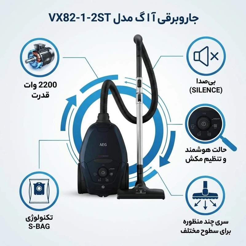 جارو برقی آ ا گ مدل VX8212ST قدرت ۲۲۰۰ وات